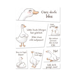 Gilbert the Goose Fridge Magnets with Cheeky Sayings, Eight Different Magnets for Miesepeter Funny Set Sayings Magnet Set Bad Luck Fridge Magnets Set Men