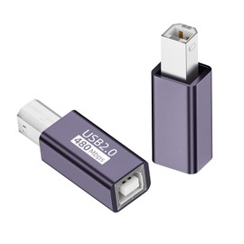 QIANRENON USB B Male to Female Printer Connector MIDI Plug to Jack Electronic Musical Instrument Adapter 480Mbps 7W Charging,Al case, for Extend USB B/MIDI port Printer Scanner Electronic/Drum, 2pcs