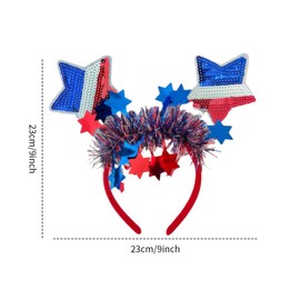 PEIQICHU 2Pcs 4th of July Headband Patriotic Hair Accessories Red White Blue American Flag Headbands for Women Kids Fourth of July Independence Day USA Patriotic Memorial day Decorations