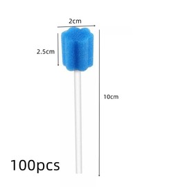 Pack of 100 Disposable Oral Care Sponge, EPortable Mouth Sponge, Disposable, Cotton Sponge, Oral Hygiene Sponge, Oral Care Sticks for Cleaning Dental Clinics (Blue)