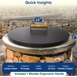 FEBTECH Fire Pit Snuffer Lid 22'' - Perfect Fit for Fire Pits Inside Diameter Up to 20''