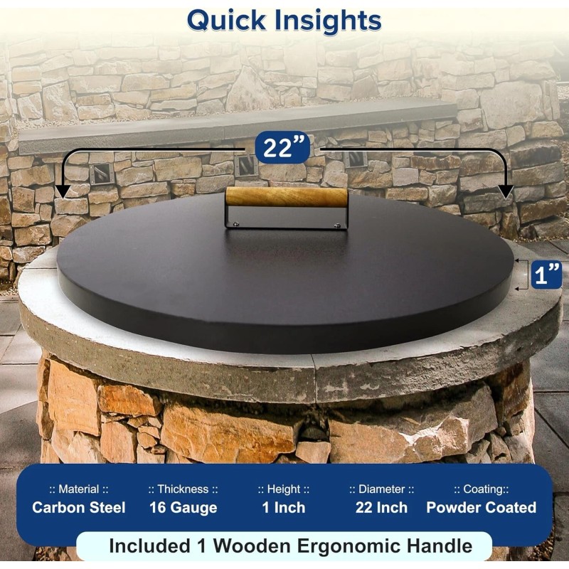FEBTECH Fire Pit Snuffer Lid 22'' - Perfect Fit for