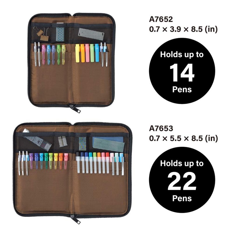 LIHIT LAB A7652-24 Flat Pencil Case, Black