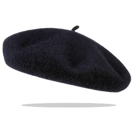 Van Der Rich ® - Beret Hat Basque (100% Wool) with Inner Lining - Men and Women, navy