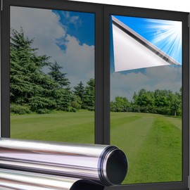 Coavas One Way Privacy Window Film,Reflective Home Glass Mirror Tint See Out Not in,Heat UV Blocking Static Cling for Office Front Door Daytime Privacy Covering, Silver,29.5x78.7 in