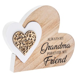 Plaque | Double Heart Always My Grandma | 1 Piece - 15x2x12 cm