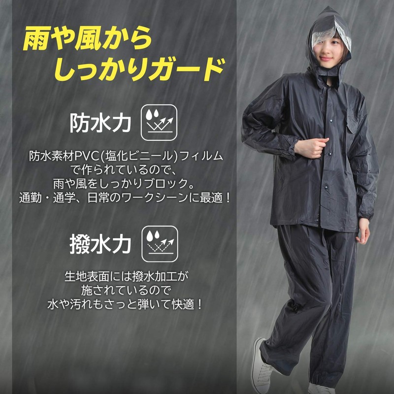 Eco Ride World Men's Rain Coat, Top and Bottom, navy