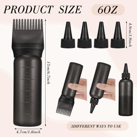 Pimoys Hair Oil Applicator Bottles Dye Brush for Women Scalp, Hair Color Products Things with Root Comb Hair Dye Tools, Black 2 Pack