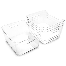 BINO | Plastic Organizer Bins, X-Large - 4 Pack | The SOHO Collection | Multi-Use Organizer Bins | Pantry & Freezer Bin | Plastic Storage Containers | Bin for Home & Kitchen Org