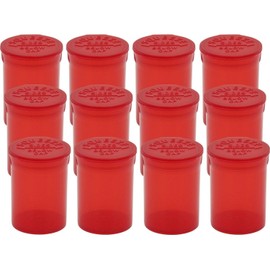 Multi-Use Airtight Empty Pill Bottles with Hinged Lids, 30 Dram Plastic Bottle Organizer for Supplements, Vitamins & Medicines, 12 Pack (Red Translucent)