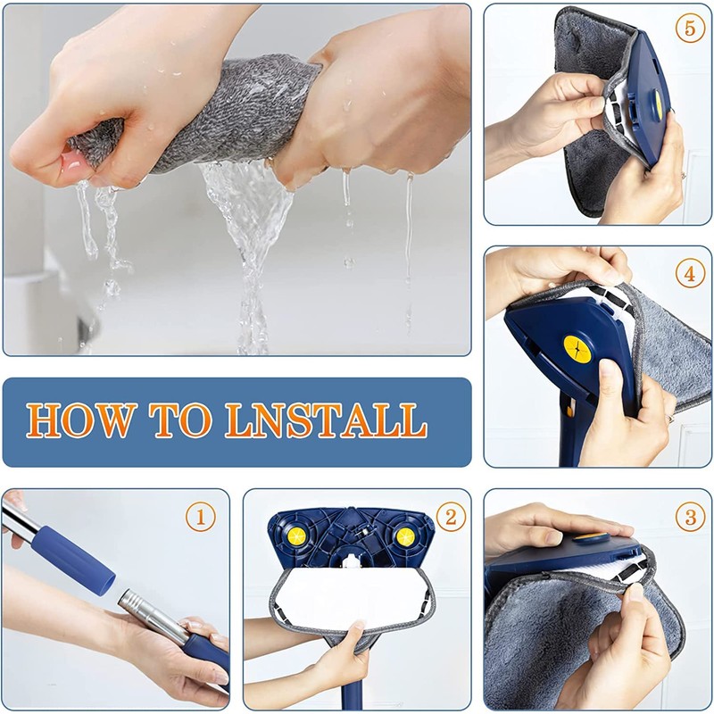 CraftinAround 360 Rotatable Adjustable Cleaning Mop Extendable Triangle Mop with