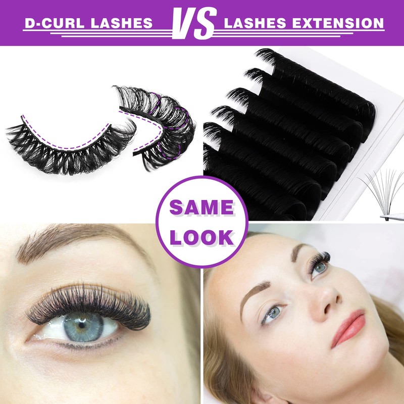 10Pairs 3d Russian, D Curl Lash Strips, 15mm Wispy Fake