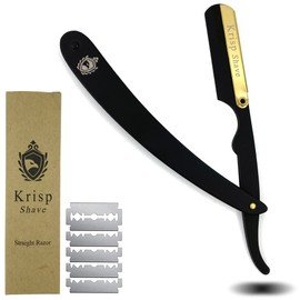 Professional Classic Straight Edge Barber Razor For Close Shaving - Salon Quality Men's Beard Wet Cut Throat Shaving Razor Shavette With 10 Blades By Krisp Beauty