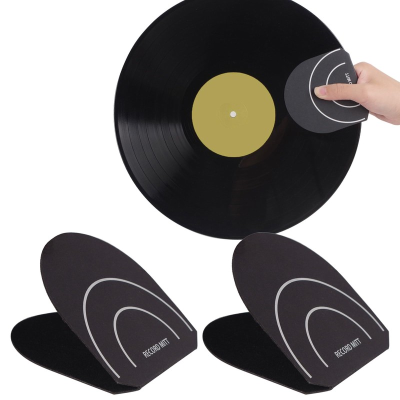 Bestvisse 2Pcs/pack Record Cleaner Mitt Handler Mitt Black Vinyls Record