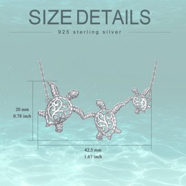 ONEFINITY Turtle Family Necklace S925 Sterling Silver Filigree Turtle Pendant Charm Beach Jewelry Birthday Gifts for Women Girls