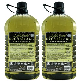 Salute Santé! Cold Pressed Grapeseed Oil – 1 Gallon, 2 Pack – Healthy Non-GMO Cooking Oil for High Heat, Frying, Baking, Marinades & Dressings – Vegan, Kosher, Heart-Healthy Culinary Essential