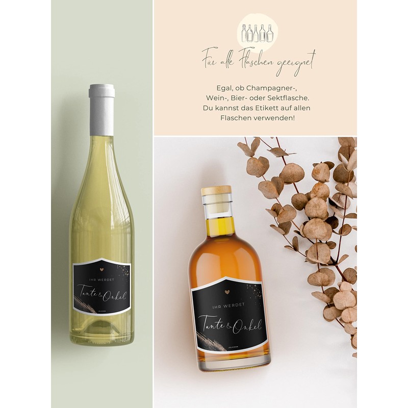 JoliCoon Bottle Label "Ihr werdet Tante & Unkel - Schwangerschaft