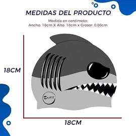 Maxfit Gorro de Natación Silicona Profesional, Gorro de Natacion Niño Modelo de Tiburón, Gorra Natación Unitalla de Alta Calidad