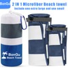 BonGu 2 Pack Beach Towel Set 180x80cm & 60x38cm Microfiber