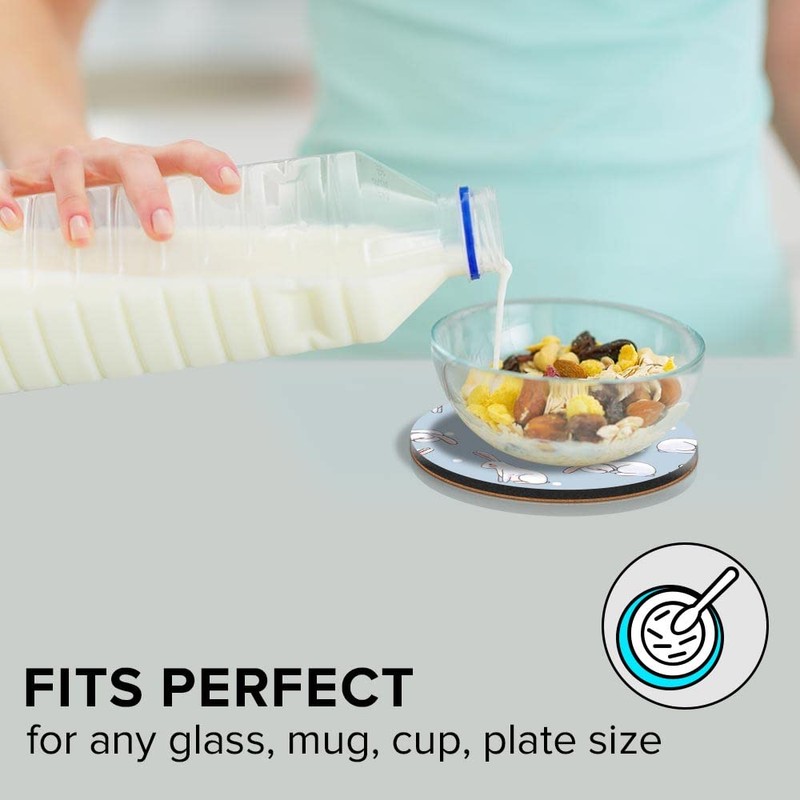 1 x Round Jumbo Size Coaster 12cm Cute Easter Bunny