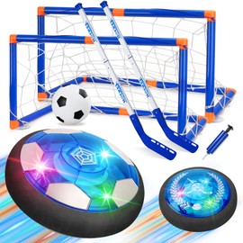 Nazano 3-in-1 Hover Soccer Ball, Kids Toddler Hockey Set with LED Lights,Indoor Outdoor Toys for Kids, Soccer Gift for Boys 6-8 8-12, Birthday,Kids, Boys Girls Age 6, 7, 8, 9, 10, 11, 12