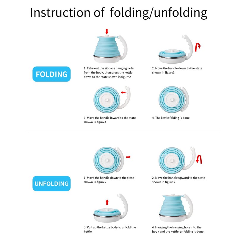 Ultrathin Food Grade Silicone Travel Foldable Electric Kettle Variable Temperature