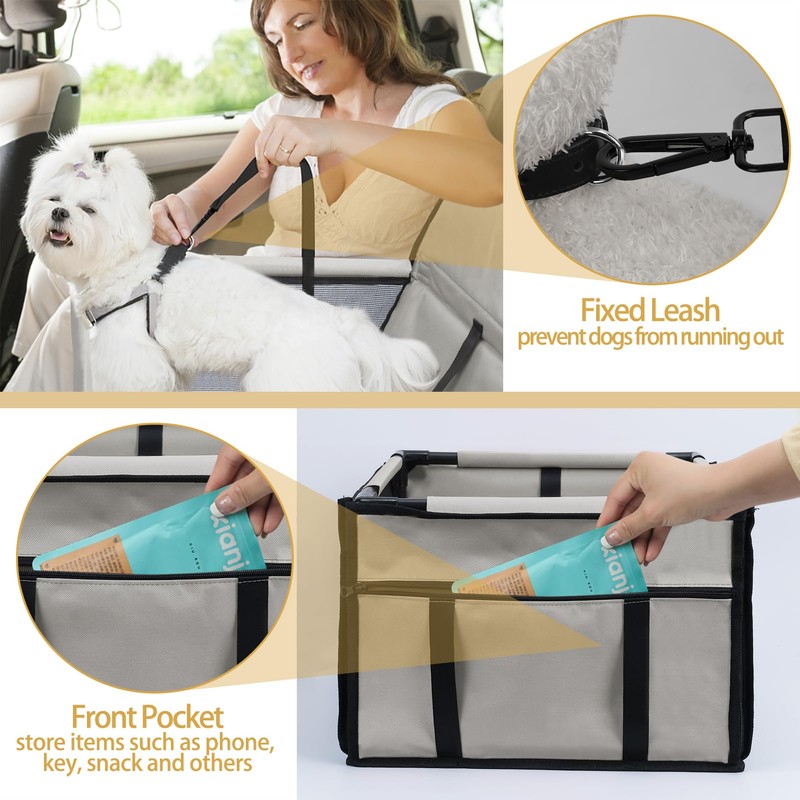 PetsHome Dog Car Seat Upgrade Dog Car Booster Seat, Foldable