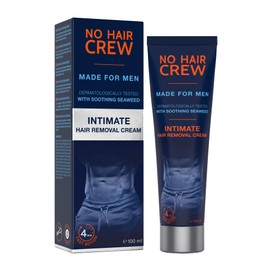 NO HAIR CREW - Crema Depilatoria Íntima Premium - Bote de 100 ml - Hecha Para Hombres - Extra suave con la piel - Sin riesgo de cortes - 24 horas de h
