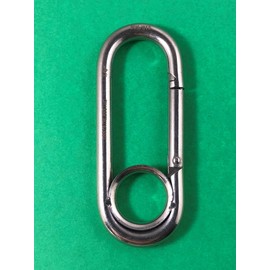 Stainless Steel 316 Spring Hook Long Type with Eyelet 1/4" (6mm) Marine Grade