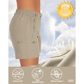 33,000ft Womens Hiking Shorts Quick Dry Cargo Shorts Lightweight UPF 50+ Golf Shorts Ladies Summer Stretch Shorts with Zip Pockets for Camping Running Traveling Brown 20