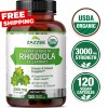 Zazzee USDA Organic Rhodiola 10:1 Exract, 3000 mg Strength, 120