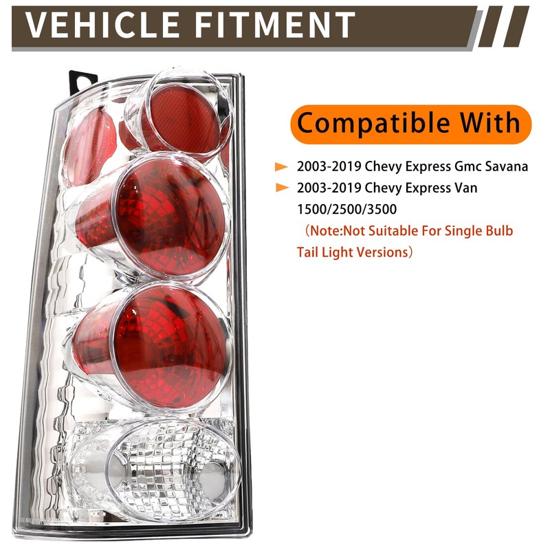 MiKaFex Tail Light Halogen Compatible With 2003-2023 Chevy Express GMC