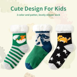Vihir Children's Thick Socks for Girls and Boys Winter Socks Cuddly Socks House Socks Thermal Socks Christmas Socks for Children Warm Fluffy 3 Pairs, Boy