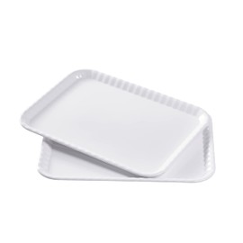 Blue Boat 17" x 12" Rectangular Serving Trays Set of 2 White, Melamine Serving Platter, Light Weight Easy to Clean Sturdy Stackable BPA-Free Dishwasher Safe