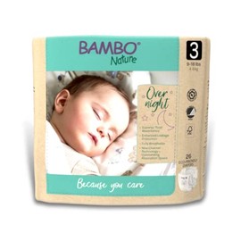 Bambo Nature Overnight Eco-Friendly Baby Diapers (Sizes 3 to 6 Available), Size 3, 26 Count
