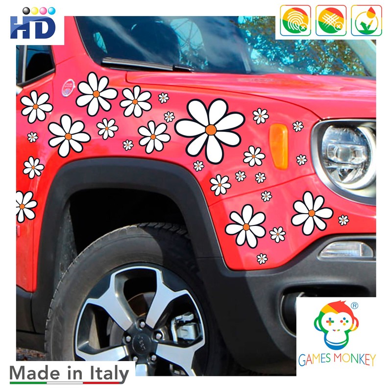 GamesMonkey Autoaufkleber Blumen G?nseblmchen Prilblumen Tuning - 27/54/108 Stck -