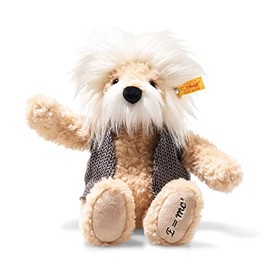 Steiff Einstein Teddy Bear - 28 cm - Teddy Bear as Einstein with Vest - Teddy Bear with Bow - Cuddly Toy for Children - Soft and Washable - Beige (022098)