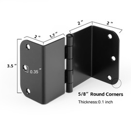 Haidms 3 Pack Offset Hinges Matte Black 3.5 Inch with 5/8'' Radius Corner Expandable Door Hinges for Heavy Duty Exterior Interior Doors