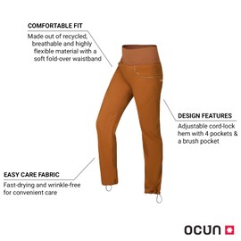 Ocun Women's Noya Eco Pants | Lightweight Breathable Pants for Rock Climbing and Bouldering, Caramel Café, X-Small