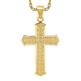 IceCarats 10K Solid Yellow Gold Holy Cross Necklace Religious Chain Pendant Jesus Christ Charm Only