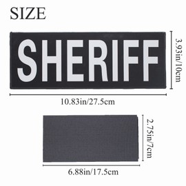Sheriff Patches Reflective with Velcro Hook and Loop Back Removable Emblem for Police Vest Jacket Back Battle Shield Bags Backpacks (1 Small + 1 Large)