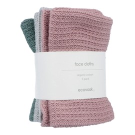 Ecovask Face Cloth 3pk Organic Cotton, Storm