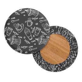 NETILGEN Round Stool Seat Slipcover Bar Chair Covers Non-Slip Crease-Resistant Removable Chair Seat Cushion Slipcover Counter Stool Covers Home Indoor Decor, Coffee Time Black