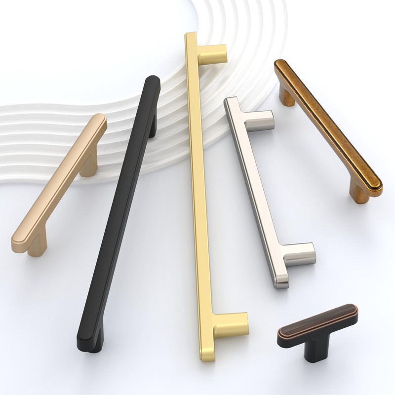 KNOKLOCK 10 Pack 10 Inch(254mm) Kitchen Cabinet Handles Brushed Gold