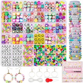 2000 pcs Clay Beads Bracelet Making Kits, Colourful Flat Polymer Heishi Beads Set for Friendship Jewelry Making, Necklace Earings Charms DIY Craft Gifts for Teen Girls Women