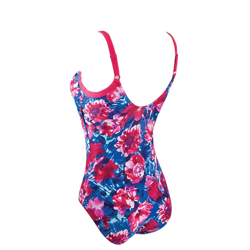 Zoggs Women's Summer Bloom Hi Back Swim Suit - Multi-Colour,