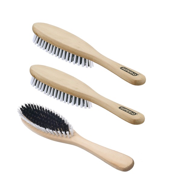 Clothes Brush Garment Brush Sturdy Bristles, Garment Lint Remover, Wool Suits, Lint Brush, Pet Hair Removel, Suede, Dust, Hat Brush Durable Wood Handle, 3 Pack by Superio