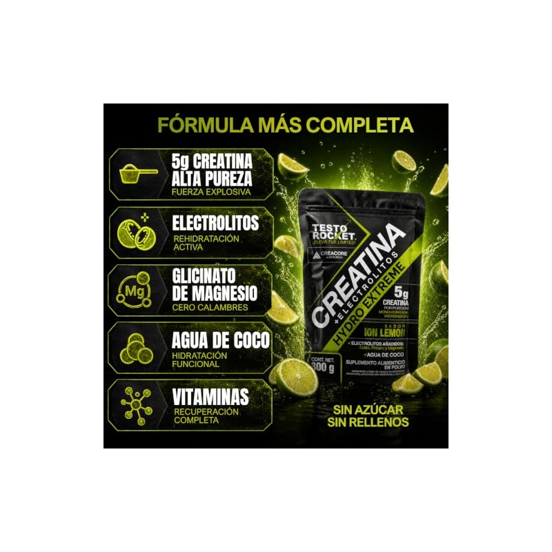 Creatina Monohidratada Micronizada Electrolitos Magnesio Potasio Vitaminas Agua Coco Creatine