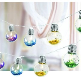 Merkury Innovations Way To Celebrate - Mini Glitter Bulb LED Lights Battery Operated - 8.5 Ft Length
