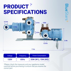 BlueStars 242252702 Water Inlet Valve for Refrigerator Frigidaire Kenmore Electrolux Crosley - Replaces 692163 240321801 240505101 240505102 240508101 240508102 240531101 241734301 and more